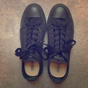 All Black low top Converse Chuck Taylor sneakers